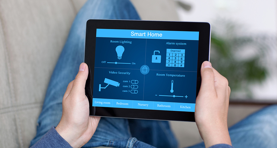 The ability to access and control security components from a mobile device is one of the top smart home trends in Philadelphia. Close-up of smart home security app.